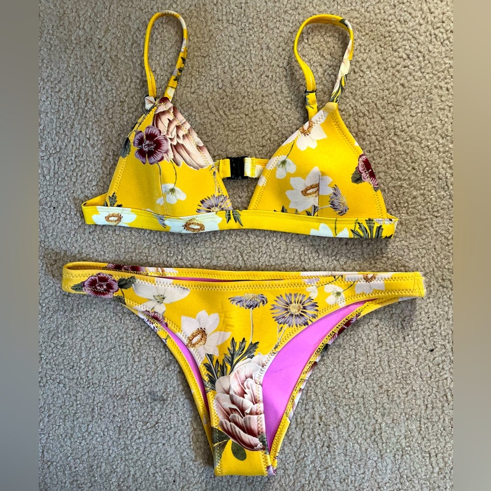 Triangl Swimwear Yellow Floral Bikini